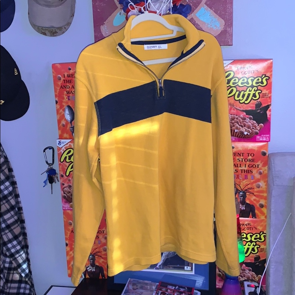 yellow with blue stripe OLD NAVY QUARTER ZIP